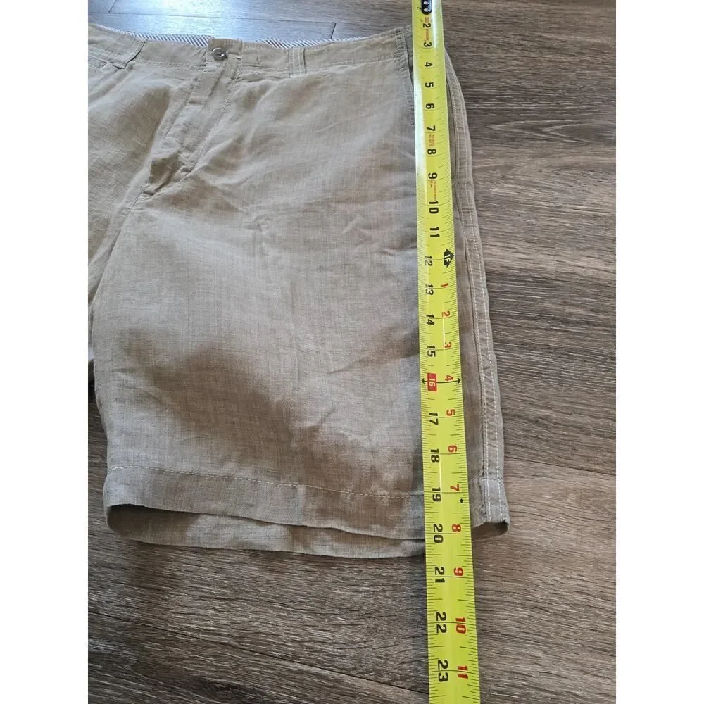 Cremeux 100% Linen Shorts Size 38 Tan Neutral Classic Summer Staple Menswear